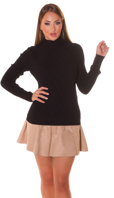 Cozy col sweater-trui zwart